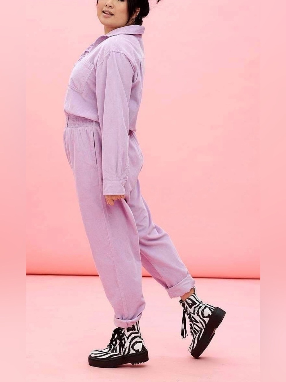 Lucy & Yak Eddie Corduroy Boilersuit in Orchid Bloom